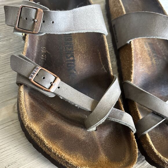 Birkenstock Mayari Birkibuc Leather Sandals in Stone Womens Size 41 (10) - Picture 2 of 8